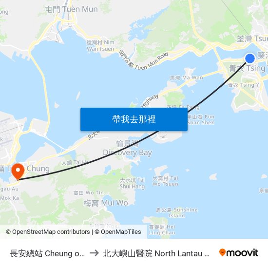 長安總站 Cheung on B/T to 北大嶼山醫院 North Lantau Hospital map