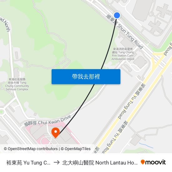 裕東苑 Yu Tung Court to 北大嶼山醫院 North Lantau Hospital map