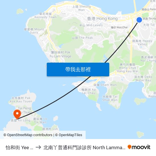 怡和街 Yee Wo Street to 北南丫普通科門診診所 North Lamma General Out-Patient Clinic map
