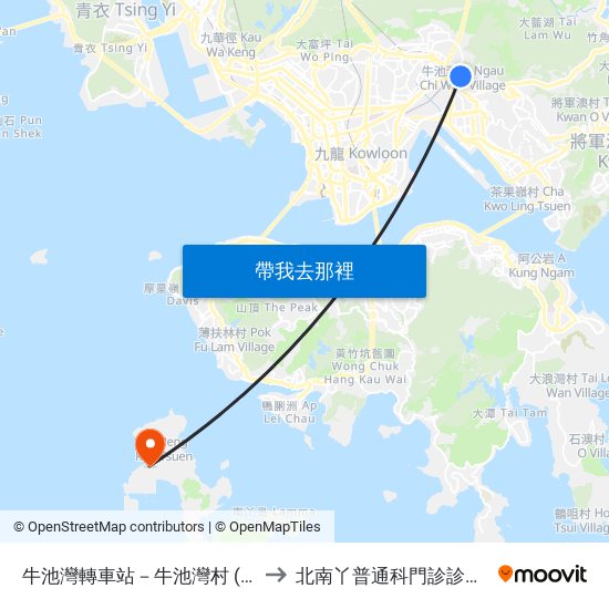 牛池灣轉車站－牛池灣村 (G3) Ngau Chi Wan Bbi - Ngau Chi Wan Village (G3) to 北南丫普通科門診診所 North Lamma General Out-Patient Clinic map