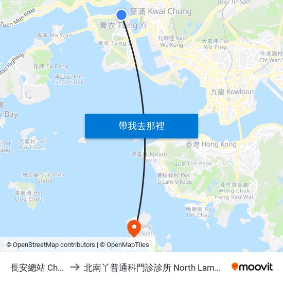 長安總站 Cheung on B/T to 北南丫普通科門診診所 North Lamma General Out-Patient Clinic map