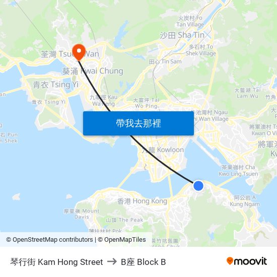 琴行街 Kam Hong Street to B座 Block B map