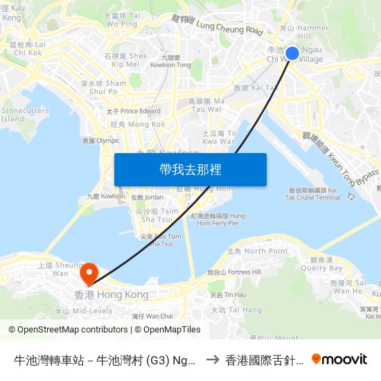 牛池灣轉車站－牛池灣村 (G3) Ngau Chi Wan Bbi - Ngau Chi Wan Village (G3) to 香港國際舌針(腦病)研究治療中心 map