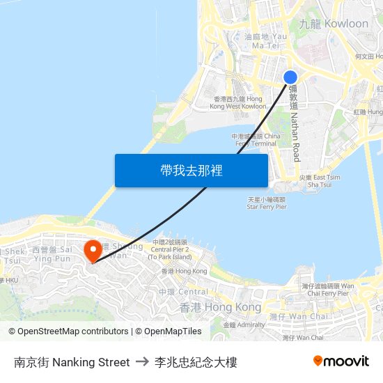 南京街 Nanking Street to 李兆忠紀念大樓 map