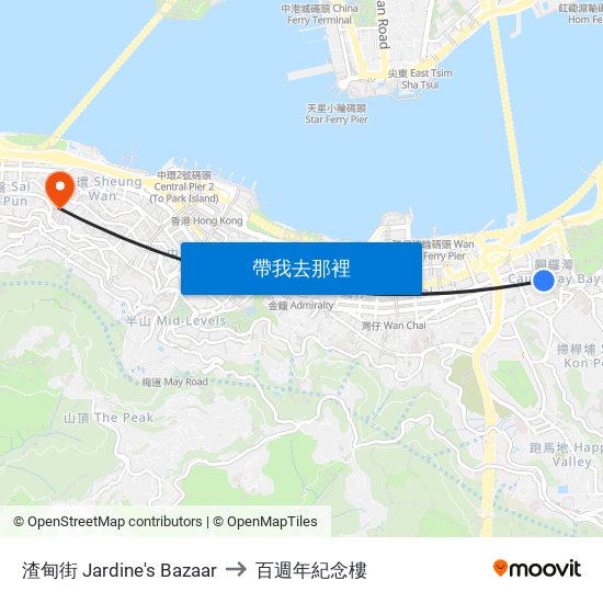 渣甸街 Jardine's Bazaar to 百週年紀念樓 map