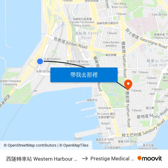 西隧轉車站 Western Harbour Tunnel Bbi to Prestige Medical Centre map