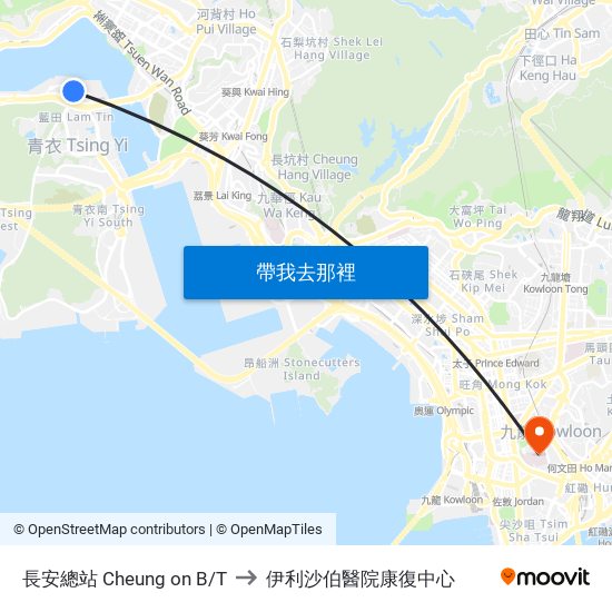 長安總站 Cheung on B/T to 伊利沙伯醫院康復中心 map