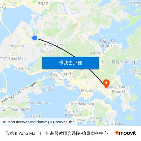 形點 II Yoho Mall II to 基督教聯合醫院-糖尿病科中心 map