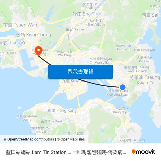 藍田站總站 Lam Tin Station B/T to 瑪嘉烈醫院-傳染病中心 map