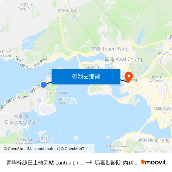 青嶼幹線巴士轉乘站 Lantau Link Bus-Bus Interchange to 瑪嘉烈醫院-內科及日間醫療樓 map