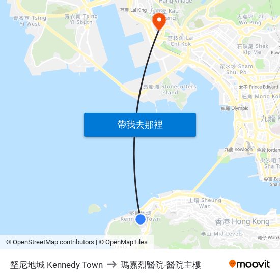 堅尼地城 Kennedy Town to 瑪嘉烈醫院-醫院主樓 map