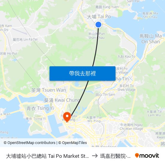 大埔墟站小巴總站 Tai Po Market Station Plb Terminus to 瑪嘉烈醫院-醫院主樓 map