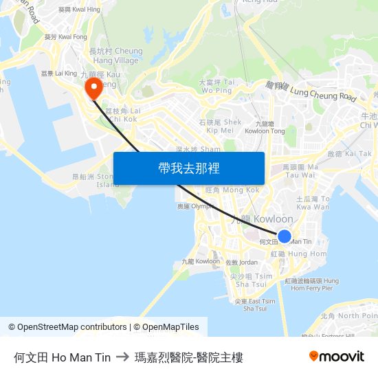 何文田 Ho Man Tin to 瑪嘉烈醫院-醫院主樓 map