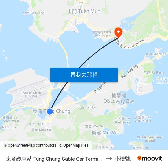東涌纜車站 Tung Chung Cable Car Terminal to 小欖醫院 map