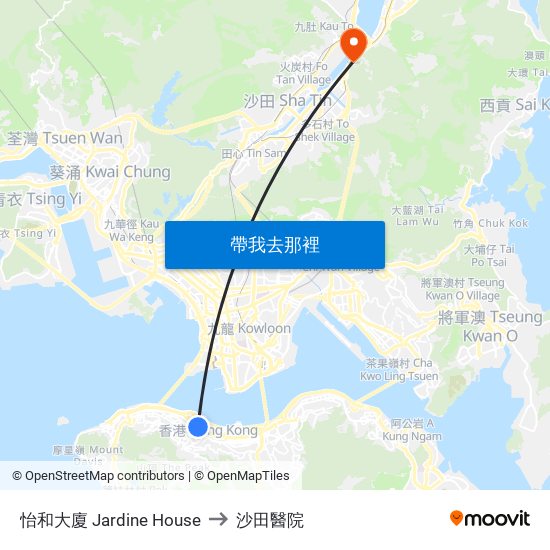 怡和大廈 Jardine House to 沙田醫院 map