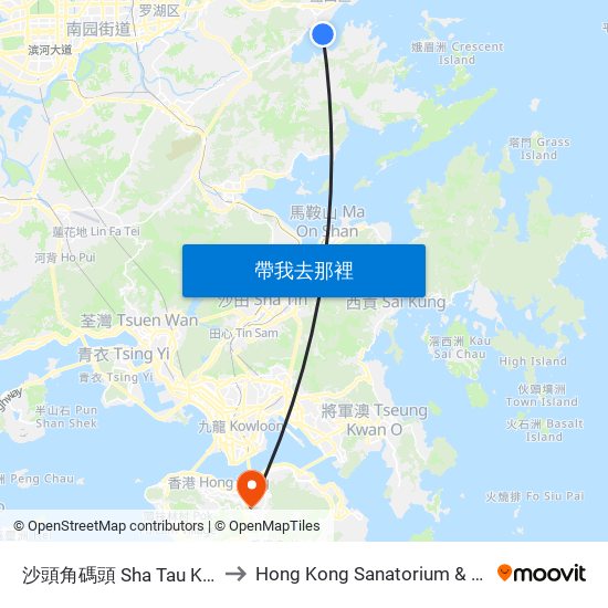 沙頭角碼頭 Sha Tau Kok Pier to Hong Kong Sanatorium & Hospital map