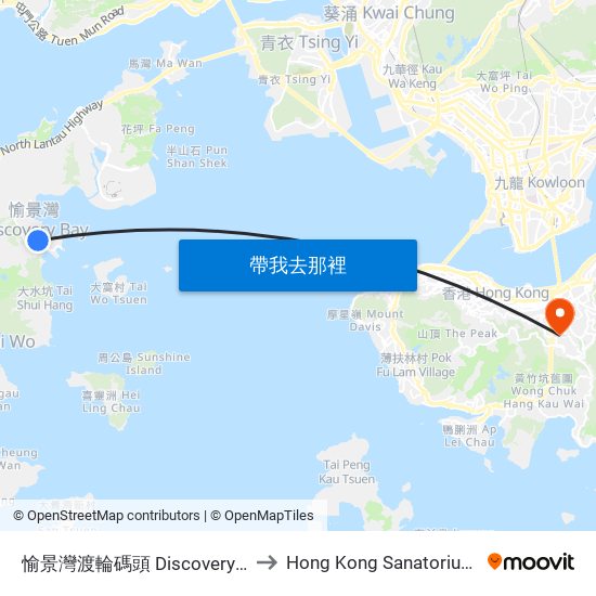 愉景灣渡輪碼頭 Discovery Bay Ferry Pier to Hong Kong Sanatorium & Hospital map