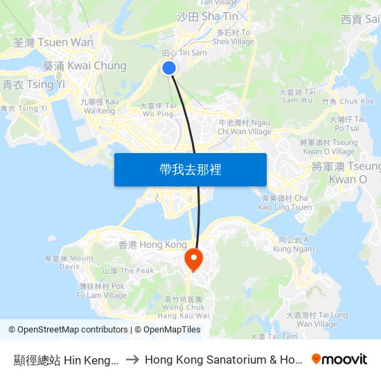 顯徑總站 Hin Keng B/T to Hong Kong Sanatorium & Hospital map