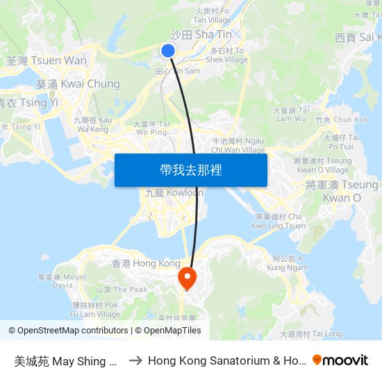 美城苑 May Shing Court to Hong Kong Sanatorium & Hospital map