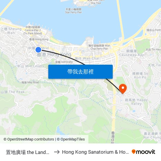 置地廣場 the Landmark to Hong Kong Sanatorium & Hospital map