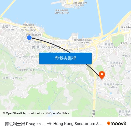 德忌利士街 Douglas Street to Hong Kong Sanatorium & Hospital map