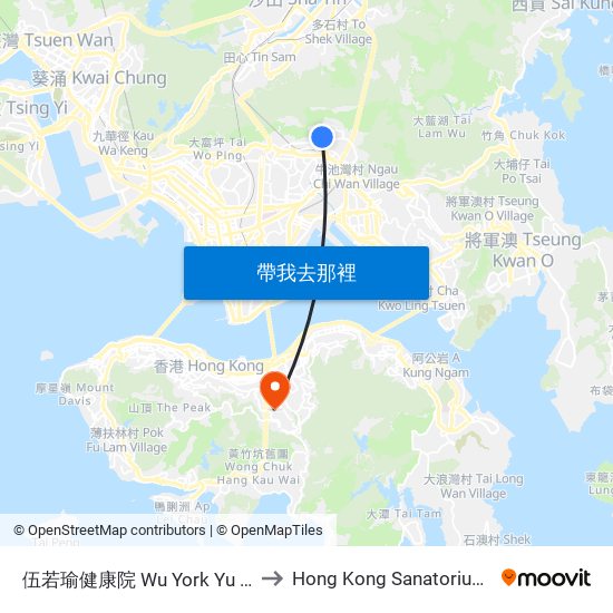 伍若瑜健康院 Wu York Yu Health Centre to Hong Kong Sanatorium & Hospital map