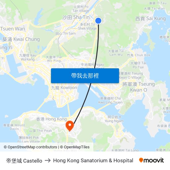 帝堡城 Castello to Hong Kong Sanatorium & Hospital map