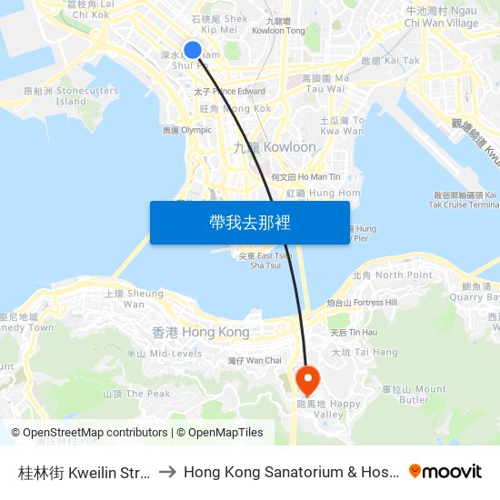 桂林街 Kweilin Street to Hong Kong Sanatorium & Hospital map