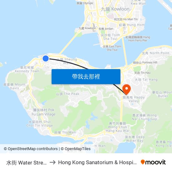 水街 Water Street to Hong Kong Sanatorium & Hospital map