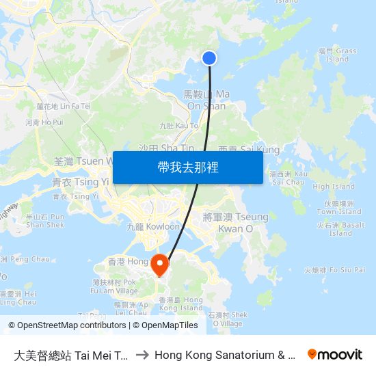 大美督總站 Tai Mei Tuk B/T to Hong Kong Sanatorium & Hospital map