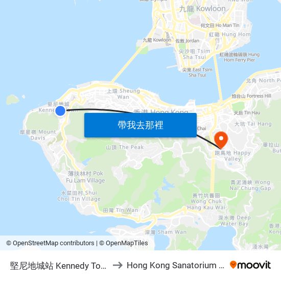 堅尼地城站 Kennedy Town Station to Hong Kong Sanatorium & Hospital map