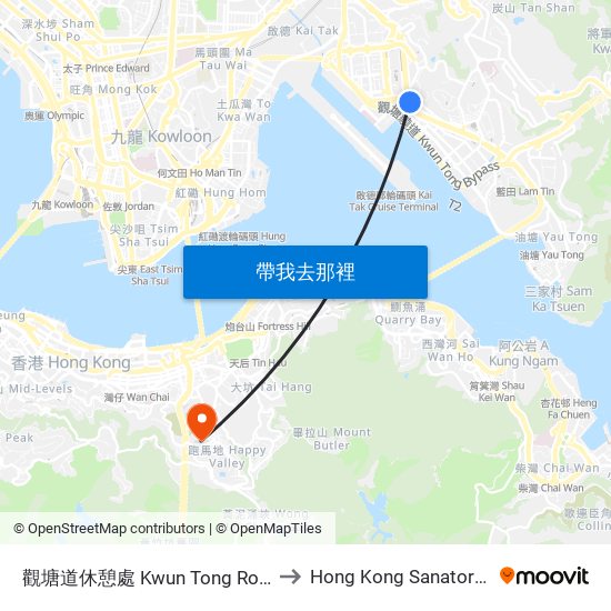 觀塘道休憩處 Kwun Tong Road Sitting-Out Area to Hong Kong Sanatorium & Hospital map