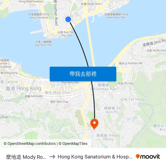 麼地道 Mody Road to Hong Kong Sanatorium & Hospital map