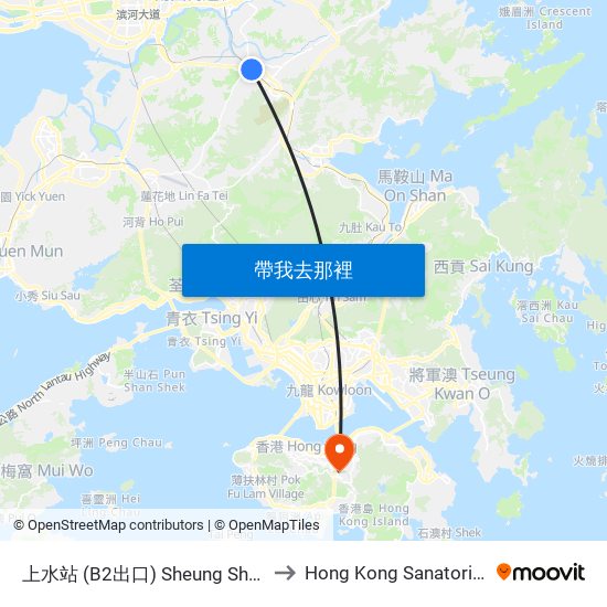 上水站 (B2出口) Sheung Shui Station (Exit B2) to Hong Kong Sanatorium & Hospital map