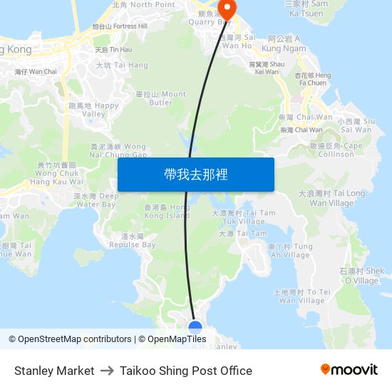 Stanley Market to Taikoo Shing Post Office map