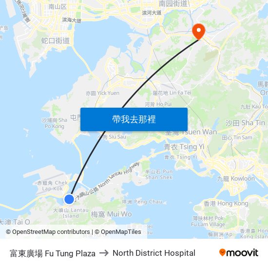 富東廣場 Fu Tung Plaza to North District Hospital map