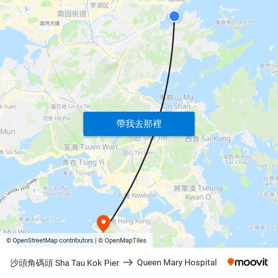 沙頭角碼頭 Sha Tau Kok Pier to Queen Mary Hospital map