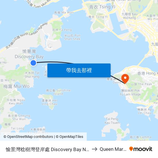 愉景灣稔樹灣登岸處 Discovery Bay Nim Shue Wan Landing Steps to Queen Mary Hospital map