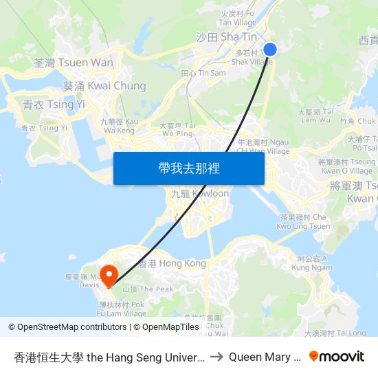 香港恒生大學 the Hang Seng University Of Hong Kong to Queen Mary Hospital map