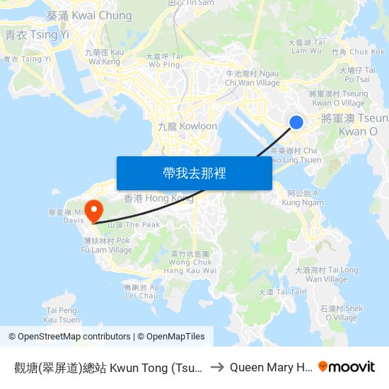 觀塘(翠屏道)總站 Kwun Tong (Tsui Ping Rd.) B/T to Queen Mary Hospital map