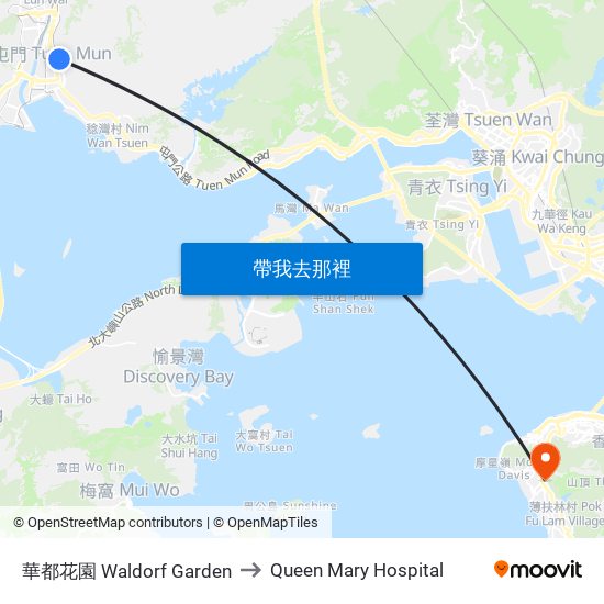 華都花園 Waldorf Garden to Queen Mary Hospital map