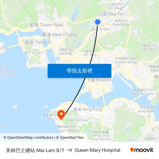 美林巴士總站 Mei Lam B/T to Queen Mary Hospital map