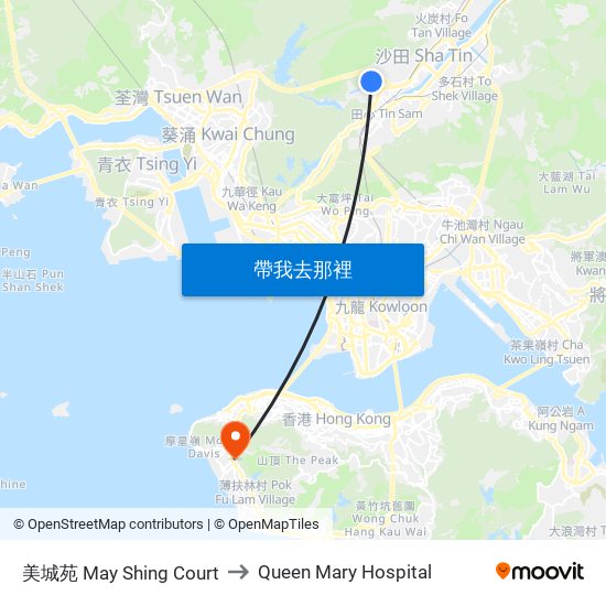 美城苑 May Shing Court to Queen Mary Hospital map