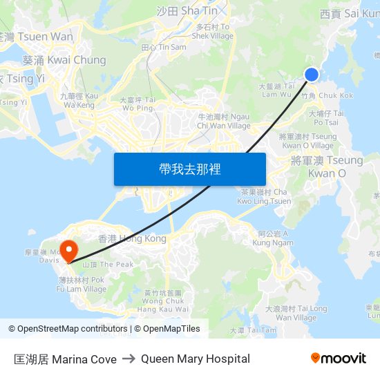 匡湖居 Marina Cove to Queen Mary Hospital map