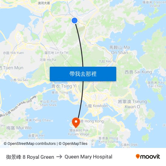 御景峰 8 Royal Green to Queen Mary Hospital map