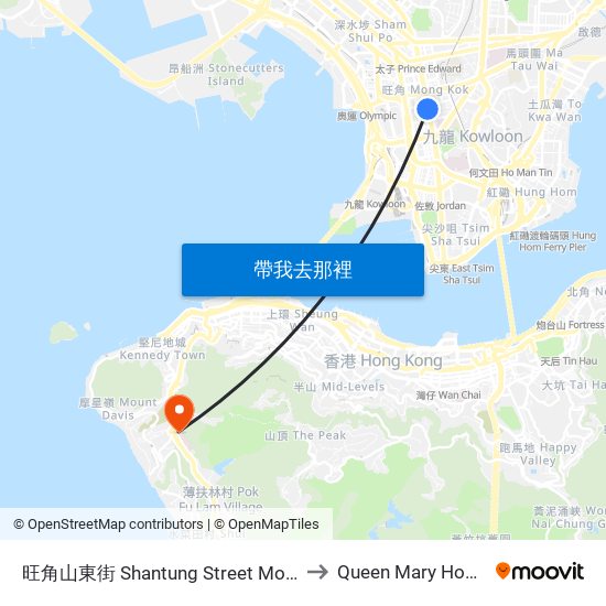 旺角山東街 Shantung Street Mong Kok to Queen Mary Hospital map
