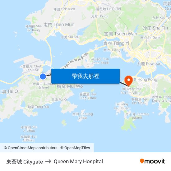 東薈城 Citygate to Queen Mary Hospital map
