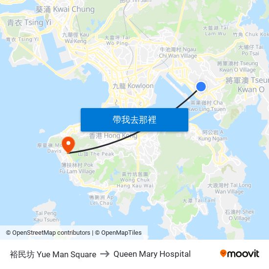 裕民坊 Yue Man Square to Queen Mary Hospital map