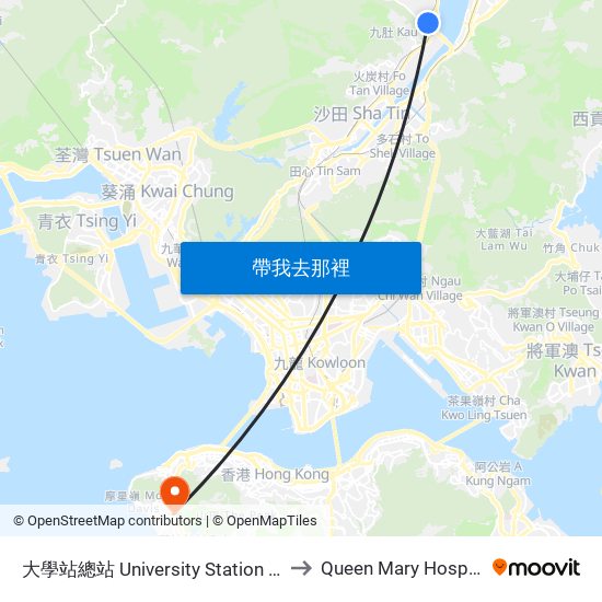 大學站總站 University Station B/T to Queen Mary Hospital map