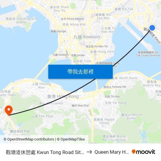 觀塘道休憩處 Kwun Tong Road Sitting-Out Area to Queen Mary Hospital map